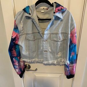 Denim jacket with hood